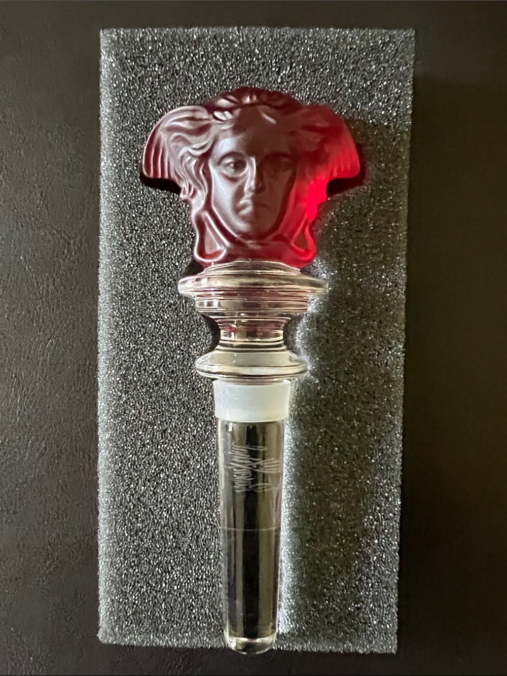 Versace Red Medusa Head Glass Wine Stopper
